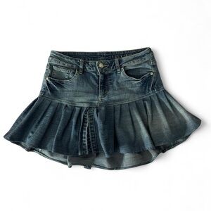 WallFlower Upcycled Denim Ruffle Skirt